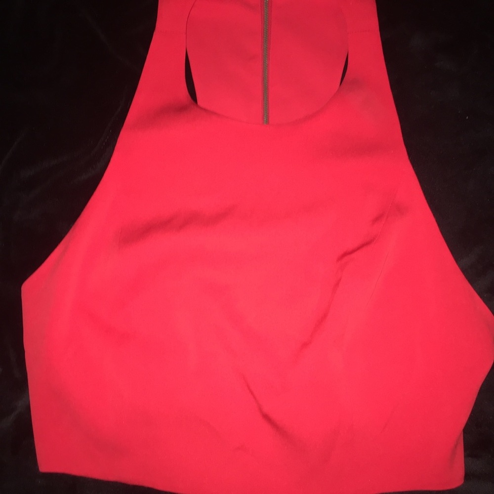 alice + olivia red crop top